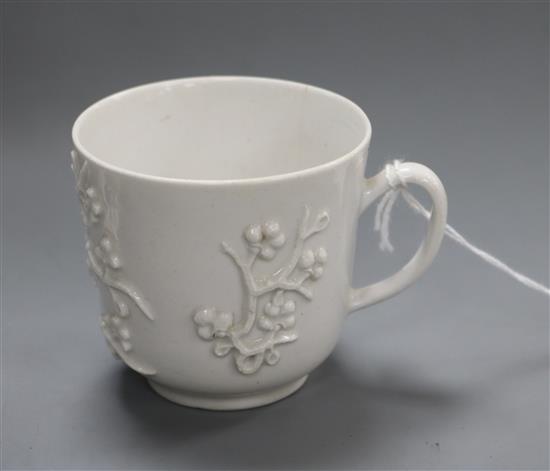 A bow blanc de chine coffee cup, c.1758, ex Harry Pinson collection